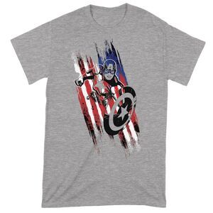 Captain America Unisex Adult Streaks T-Shirt / Heather Grey